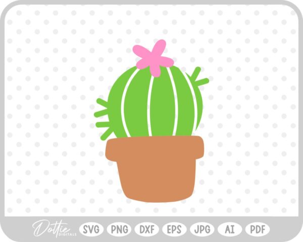 Round Cacti in Pot SVG PNG DXF – Cricut Silhouette Cutting File