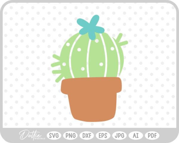 Round Cacti Plant Pot SVG PNG DXF – Cricut Silhouette Cutting File