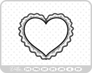 Ruffle Frilly Heart Frame Border Valentine's Day  SVG PNG DXF – Cricut Silhouette Cutting File