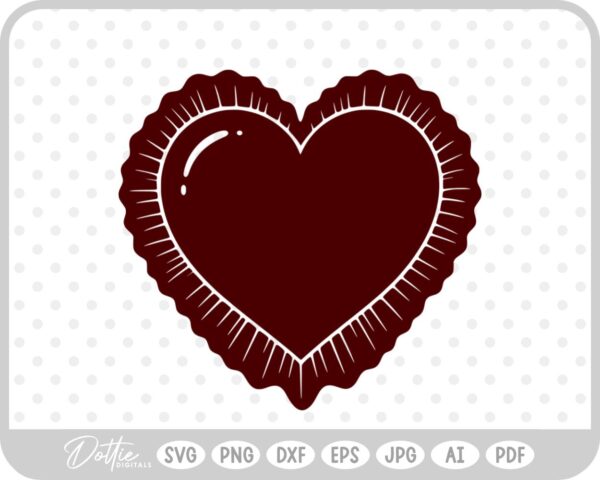 Ruffle Frilly Heart Frame Border Valentine's Day  SVG PNG DXF – Cricut Silhouette Cutting File
