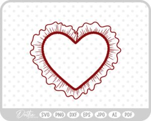 Ruffle Frilly Heart Frame Border Valentine's Day  SVG PNG DXF – Cricut Silhouette Cutting File