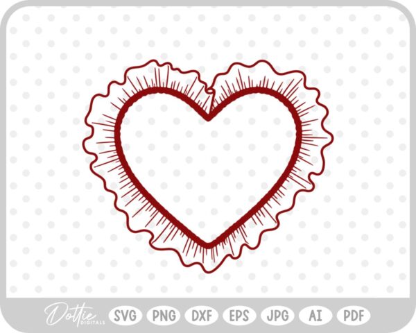 Ruffle Frilly Heart Frame Border Valentine's Day  SVG PNG DXF – Cricut Silhouette Cutting File