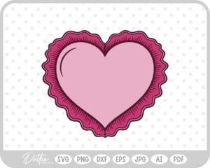 Ruffle Frilly Heart Frame Border SVG PNG DXF – Cricut Silhouette Cutting File