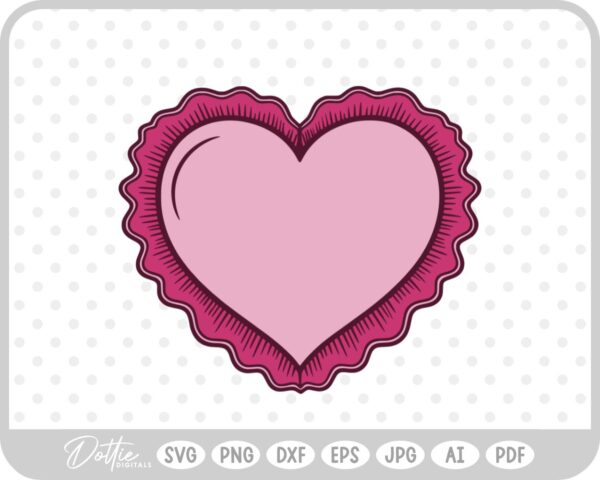 Ruffle Frilly Heart Frame Border SVG PNG DXF – Cricut Silhouette Cutting File