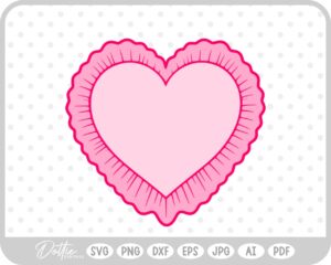 Ruffle Frilly Heart Frame Border SVG PNG DXF – Cricut Silhouette Cutting File