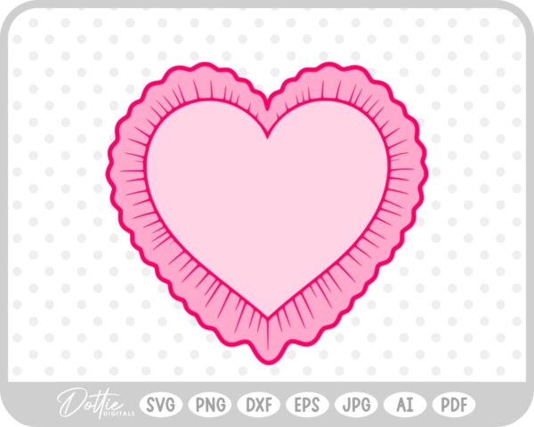 Ruffle Frilly Heart Frame Border SVG PNG DXF – Cricut Silhouette Cutting File