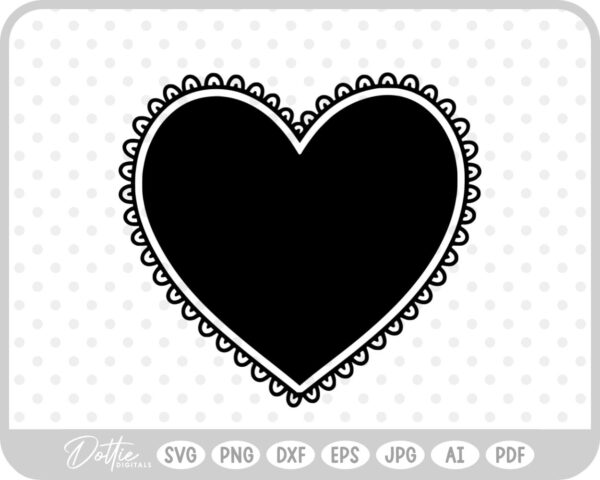 Ruffle Frilly Heart Frame Border SVG PNG DXF – Cricut Silhouette Cutting File