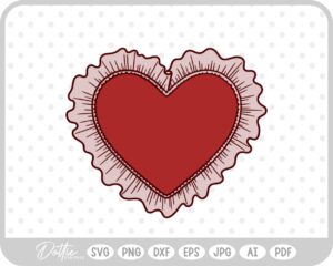 Ruffle Frilly Heart Frame Border SVG PNG DXF – Cricut Silhouette Cutting File