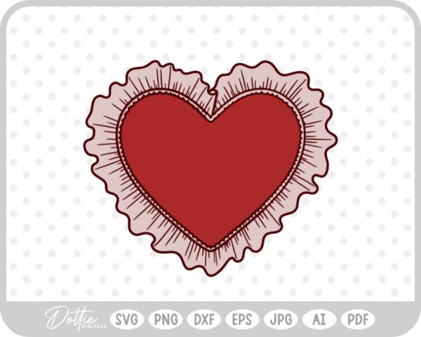 Ruffle Frilly Heart Frame Border SVG PNG DXF – Cricut Silhouette Cutting File