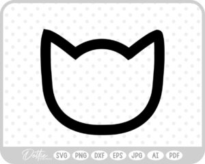 Cat Head Shape Outline SVG PNG DXF – Cricut Silhouette Cutting File