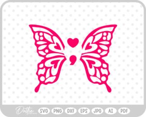 Butterfly Semi Colon SVG PNG DXF – Cricut Silhouette Cutting File