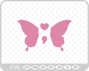 Butterfly Semi Colon SVG PNG DXF – Cricut Silhouette Cutting File