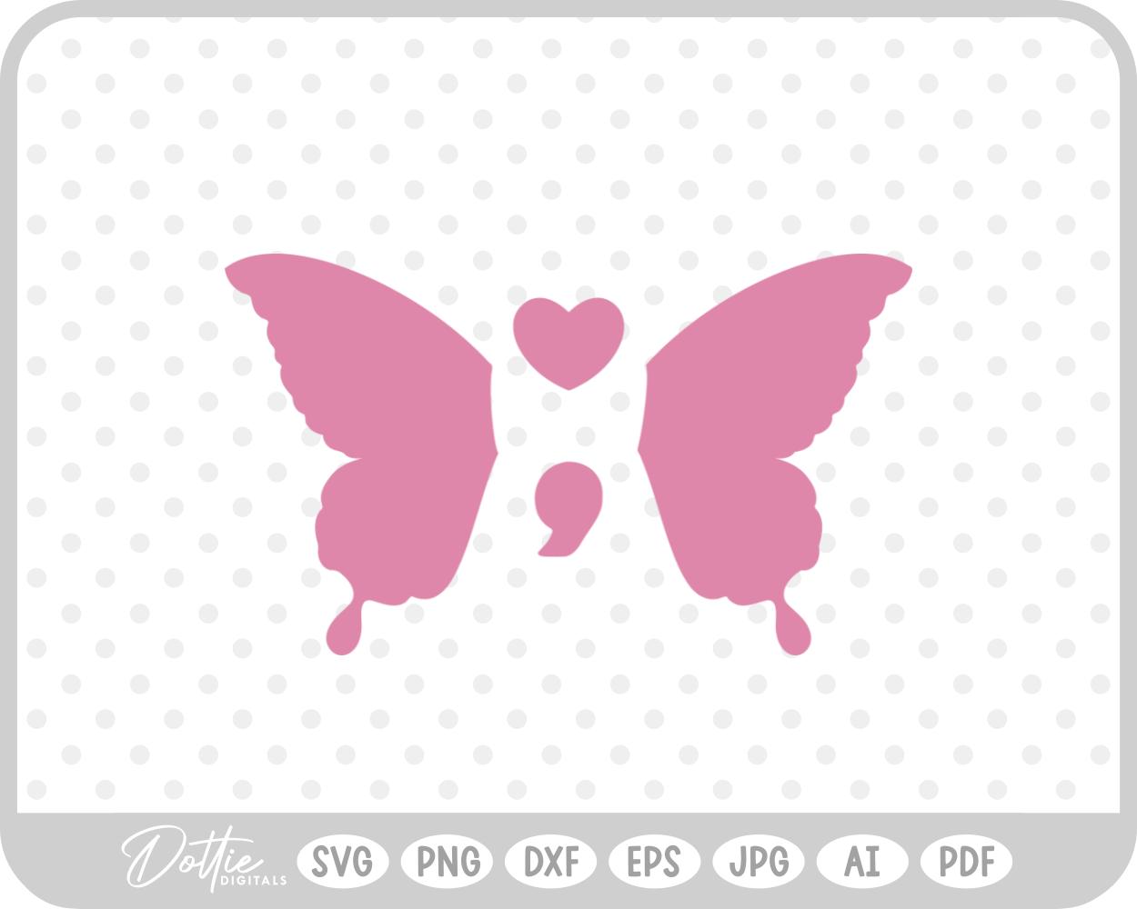 Butterfly Semi Colon SVG PNG DXF – Cricut Silhouette Cutting File