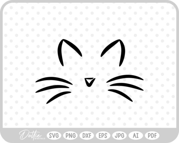 Cat Face Whiskers  SVG PNG DXF – Cricut Silhouette Cutting File
