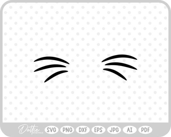 Cat Face Whiskers  SVG PNG DXF – Cricut Silhouette Cutting File