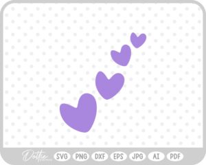 Hearts In Line SVG PNG DXF – Cricut Silhouette Cutting File