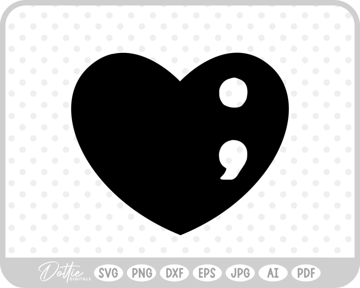 Heart Semi Colon Shape SVG PNG DXF – Cricut Silhouette Cutting File