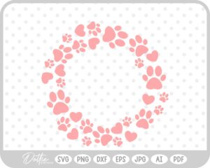 Round Pet Paw Print Border Cat Dog SVG PNG DXF – Cricut Silhouette Cutting File