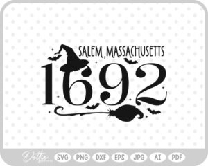 Salem 1692 Witch Halloween Hat Broom  SVG PNG DXF – Cricut Silhouette Cutting File