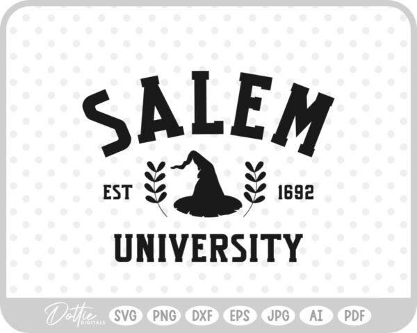 Salem University College Witch Halloween Hat Broom  SVG PNG DXF – Cricut Silhouette Cutting File