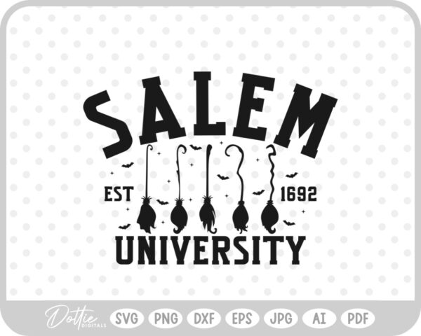 Salem University College Witch Halloween Hat Broom  SVG PNG DXF – Cricut Silhouette Cutting File