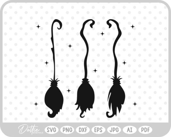 Witch Halloween Broomstick Brooms Autumn SVG PNG DXF – Cricut Silhouette Cutting File