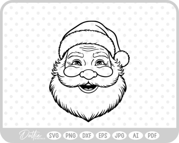 Santa Face Father Christmas Winter SVG PNG DXF – Cricut Silhouette Cutting File