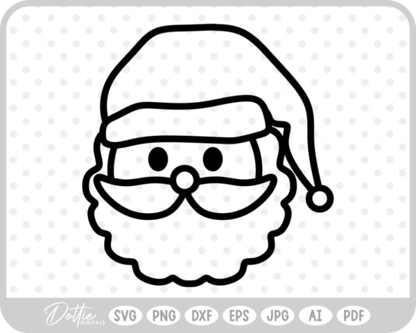 Santa Father Christmas Face Hat Winter SVG PNG DXF – Cricut Silhouette Cutting File