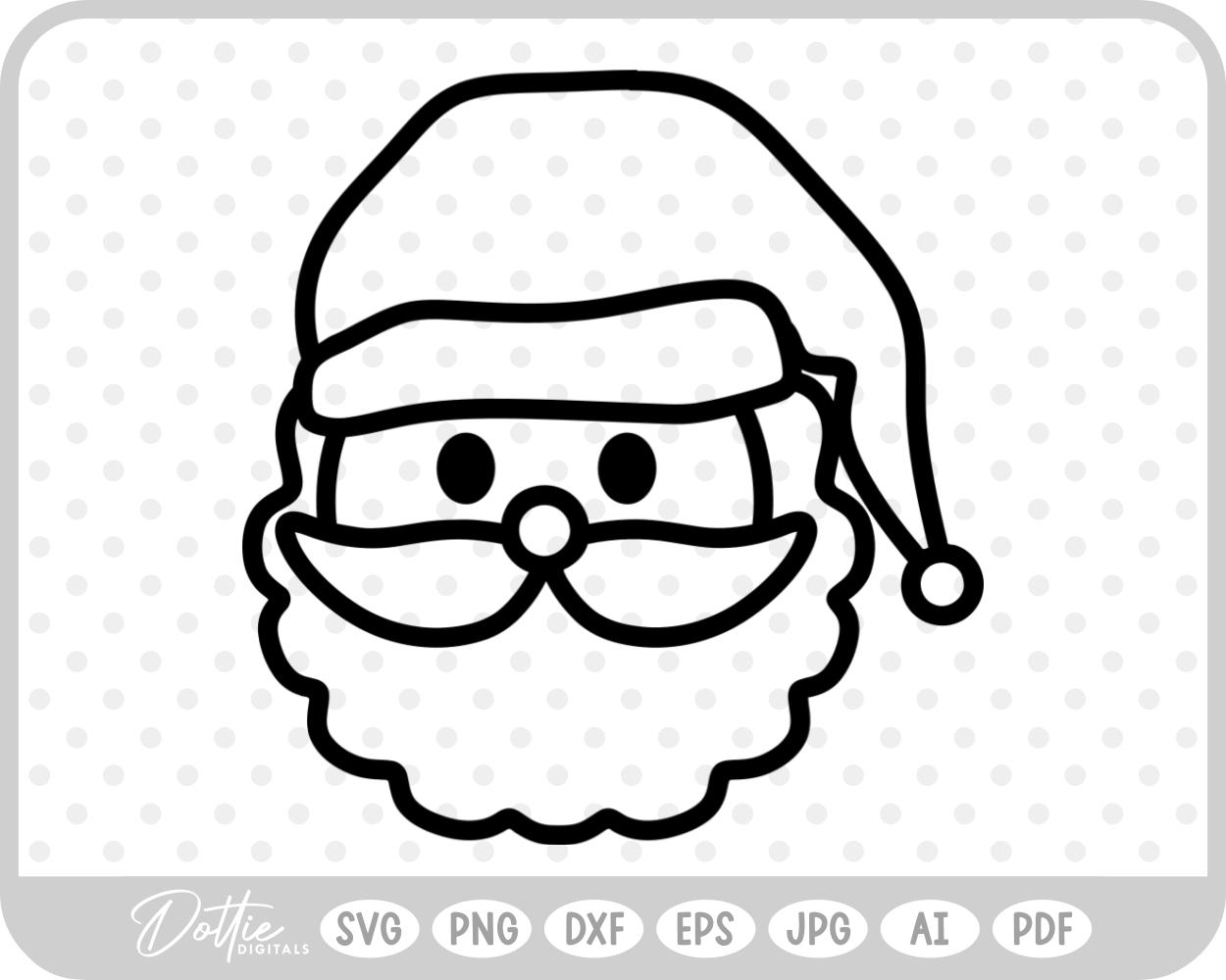 Santa Father Christmas Face Hat Winter SVG PNG DXF – Cricut Silhouette Cutting File