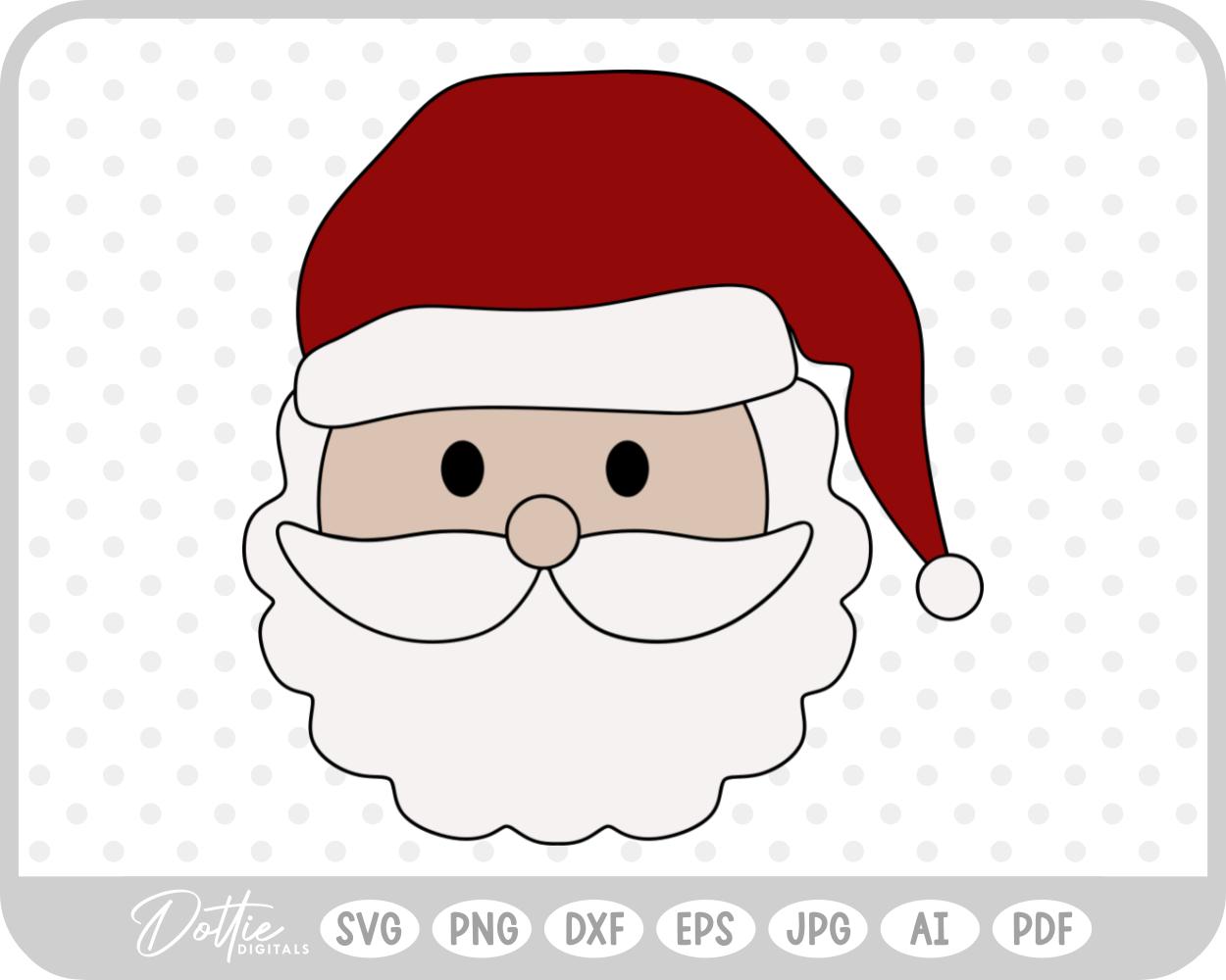 Santa Father Christmas Face Hat Winter SVG PNG DXF – Cricut Silhouette Cutting File