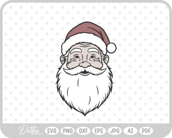 Santa Face Father Christmas Winter SVG PNG DXF – Cricut Silhouette Cutting File