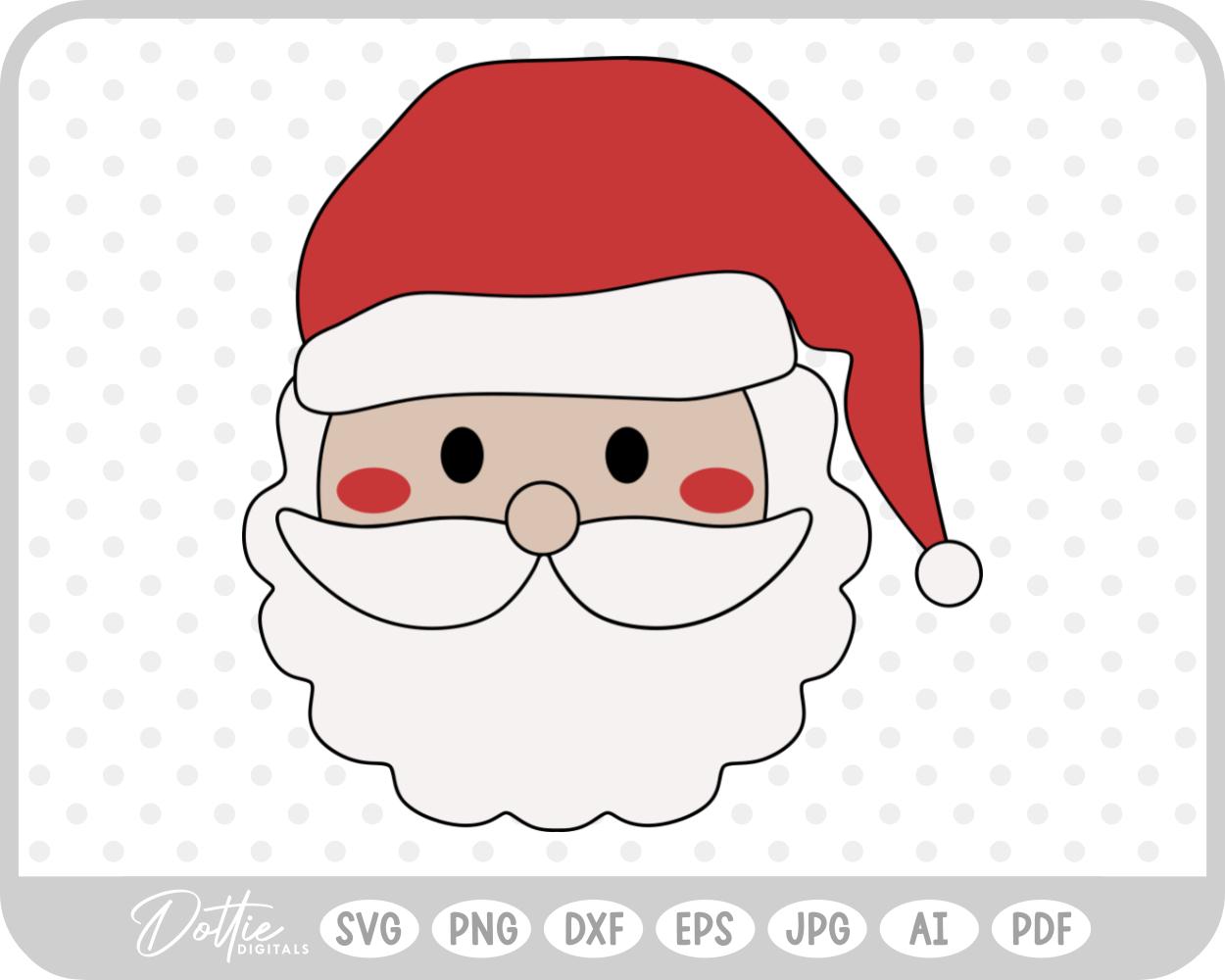 Santa Father Christmas Face Hat Winter SVG PNG DXF – Cricut Silhouette Cutting File