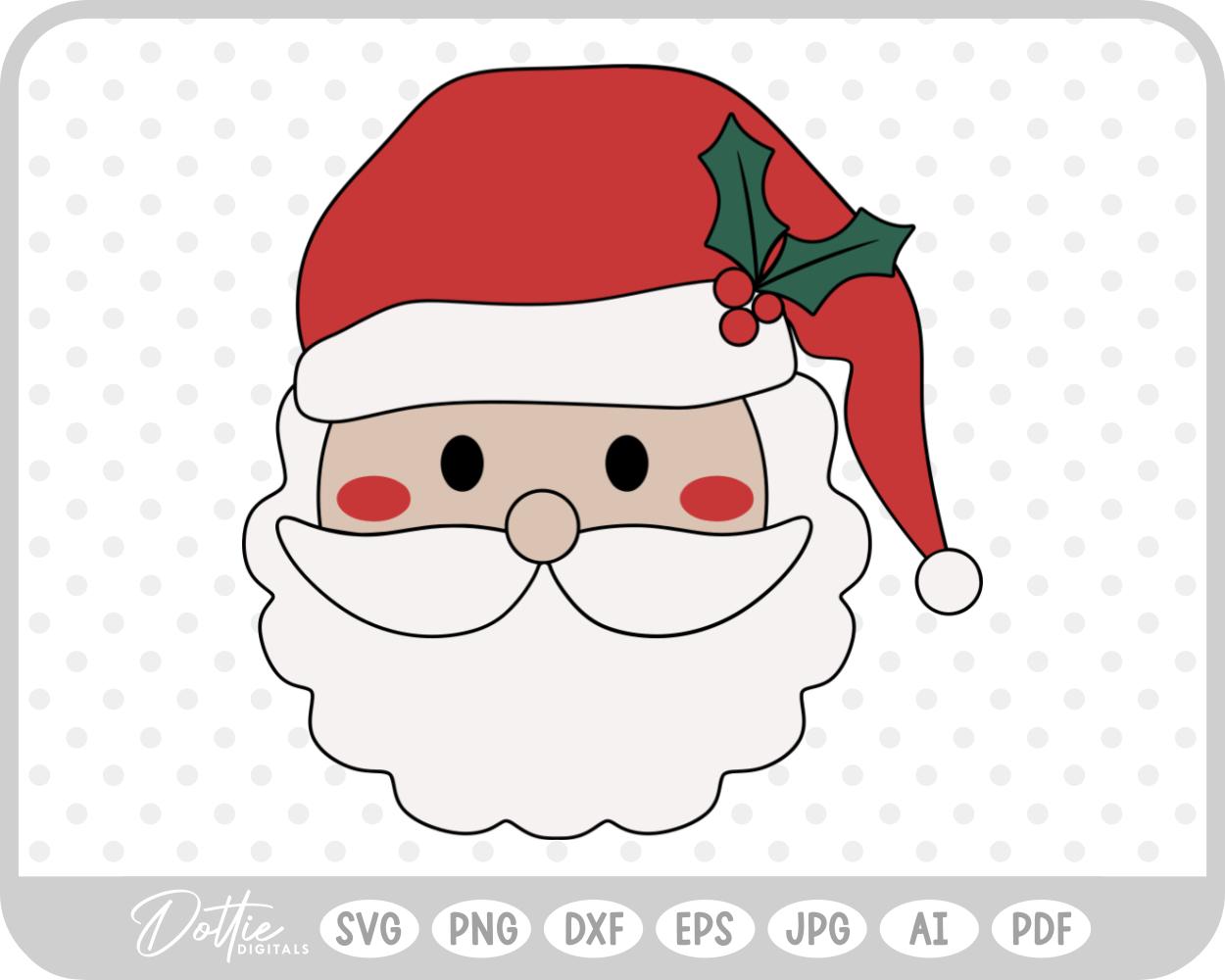 Santa Father Christmas Face Hat Winter SVG PNG DXF – Cricut Silhouette Cutting File
