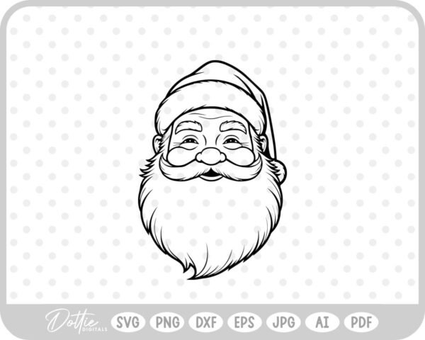 Santa Face Father Christmas Winter SVG PNG DXF – Cricut Silhouette Cutting File