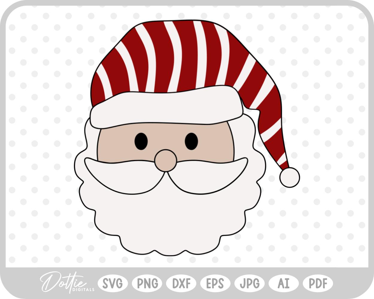 Santa Father Christmas Face Hat Winter SVG PNG DXF – Cricut Silhouette Cutting File