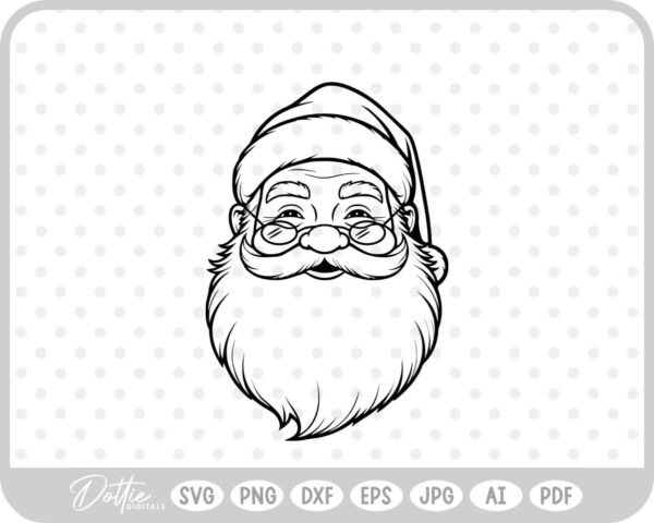 Santa Face Father Christmas Winter SVG PNG DXF – Cricut Silhouette Cutting File