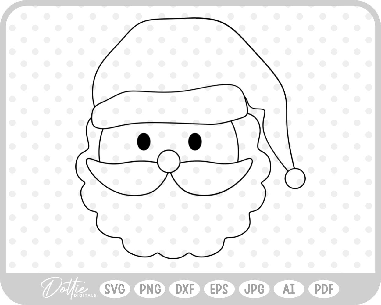 Santa Father Christmas Face Hat Winter SVG PNG DXF – Cricut Silhouette Cutting File