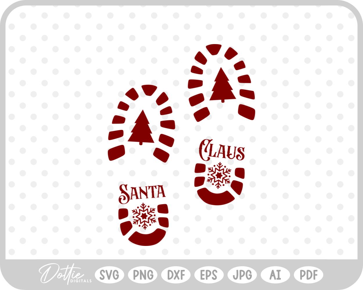 Santa Boot Print Christmas Eve Snow Magic SVG PNG DXF – Cricut Silhouette Cutting File