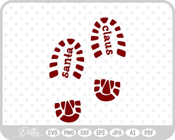 Santa Boot Print Christmas Eve Snow Magic SVG PNG DXF – Cricut Silhouette Cutting File