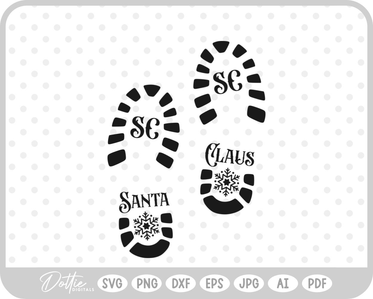 Santa Boot Print Christmas Eve Snow Magic SVG PNG DXF – Cricut Silhouette Cutting File