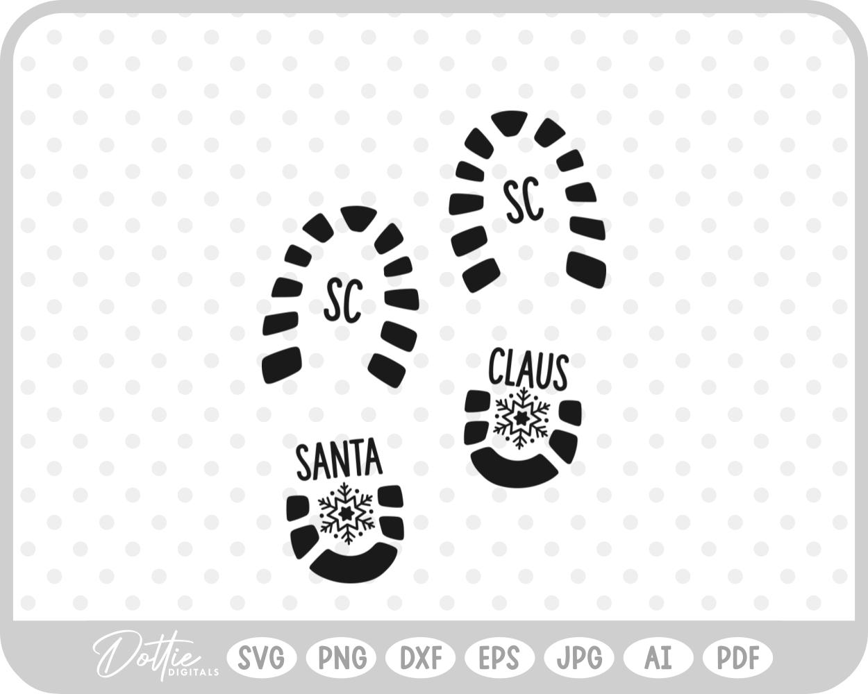 Santa Boot Print Christmas Eve Snow Magic SVG PNG DXF – Cricut Silhouette Cutting File