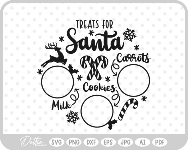 Plate For Santa Reindeers Christmas Eve Milk Cookies SVG PNG DXF – Cricut Silhouette Cutting File