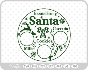 Plate For Santa Reindeers Christmas Eve Milk Cookies SVG PNG DXF – Cricut Silhouette Cutting File