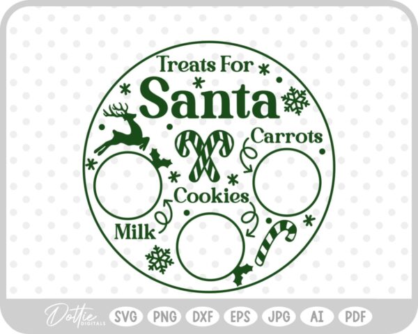 Plate For Santa Reindeers Christmas Eve Milk Cookies SVG PNG DXF – Cricut Silhouette Cutting File