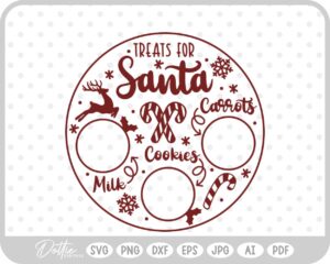 Plate For Santa Reindeers Christmas Eve Milk Cookies SVG PNG DXF – Cricut Silhouette Cutting File