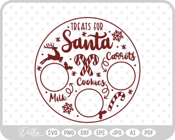 Plate For Santa Reindeers Christmas Eve Milk Cookies SVG PNG DXF – Cricut Silhouette Cutting File