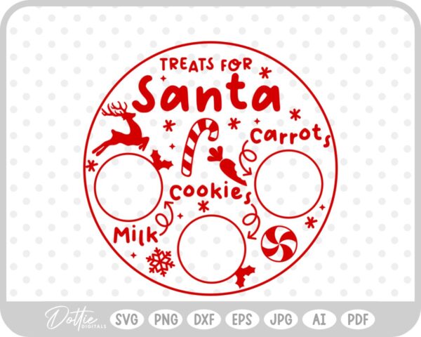 Plate For Santa Reindeers Christmas Eve Milk Cookies SVG PNG DXF – Cricut Silhouette Cutting File