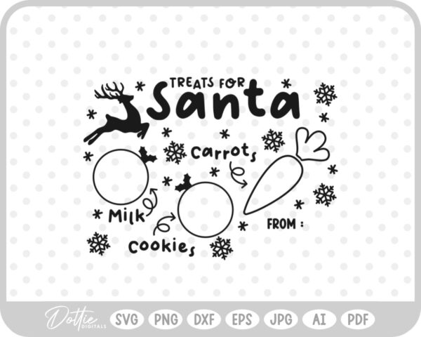 Plate For Santa Reindeers Christmas Eve Milk Cookies SVG PNG DXF – Cricut Silhouette Cutting File