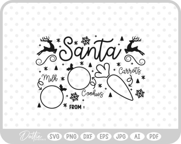 Plate For Santa Reindeers Christmas Eve Milk Cookies SVG PNG DXF – Cricut Silhouette Cutting File