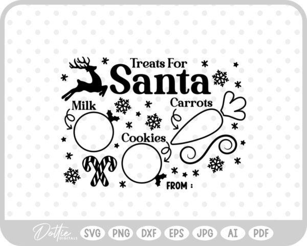 Plate For Santa Reindeers Christmas Eve Milk Cookies SVG PNG DXF – Cricut Silhouette Cutting File